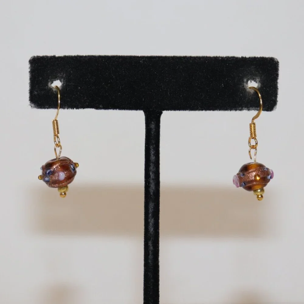 💫 NWOT Gold & Glass Beaded Dangle Earrings – 1